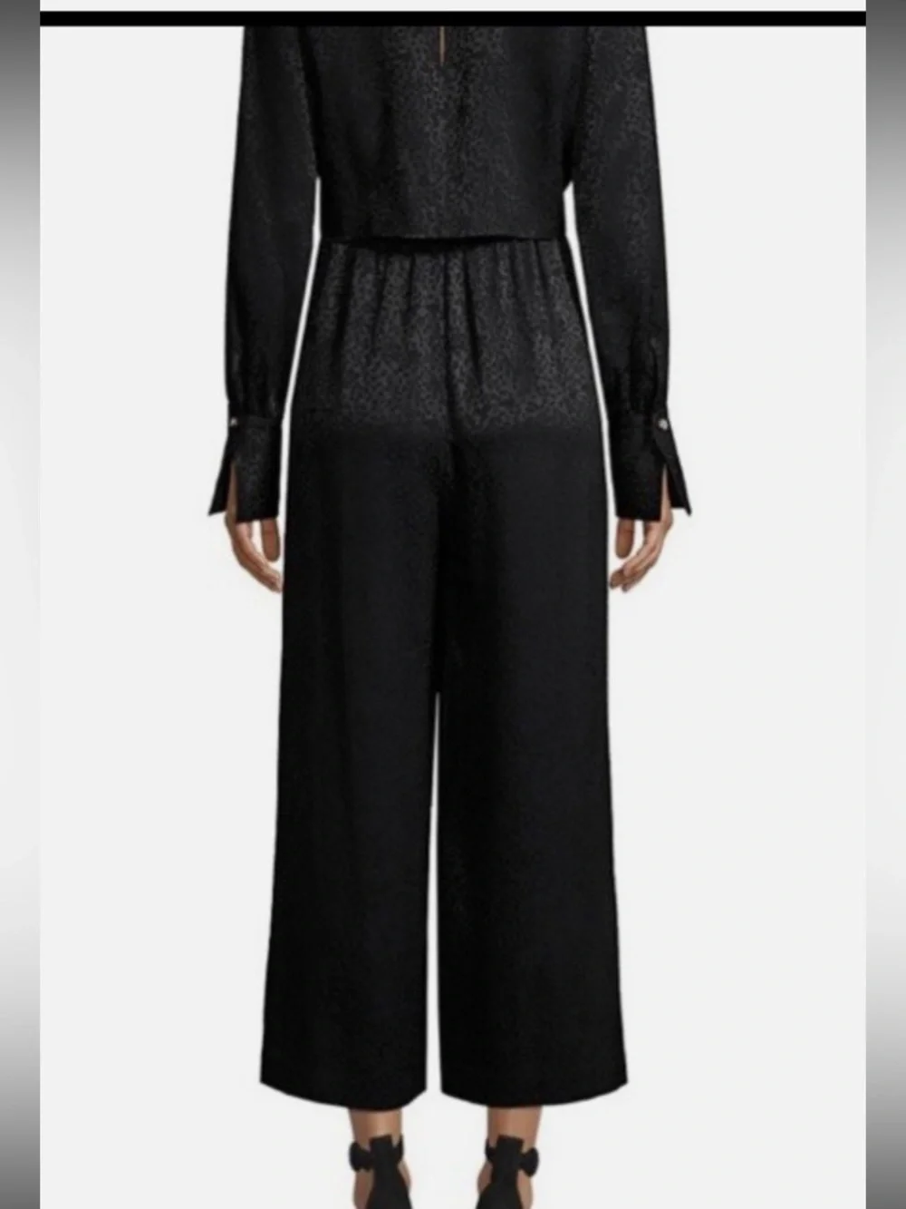 kate spade Black tie front jumpsuit  Long-Sleeve Tie-Waist Wide-Leg Jumpsuit 2